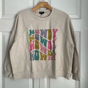 Beige Sweater with Multicolor Howdy Graphic